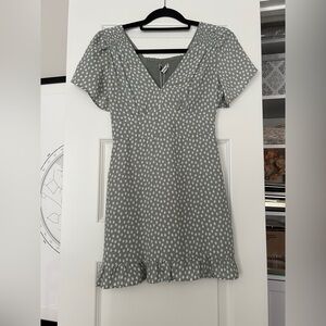 NWT Abercrombie & Fitch Sage Green Polka Dot Dress w/ matching Scrunchie - XXSP
